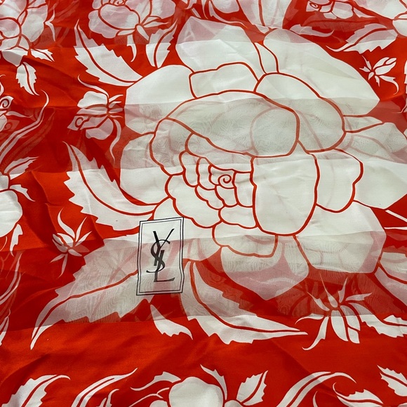YSL Yves Saint Laurent Floral Silk Scarf - Vintage - Picture 9 of 11